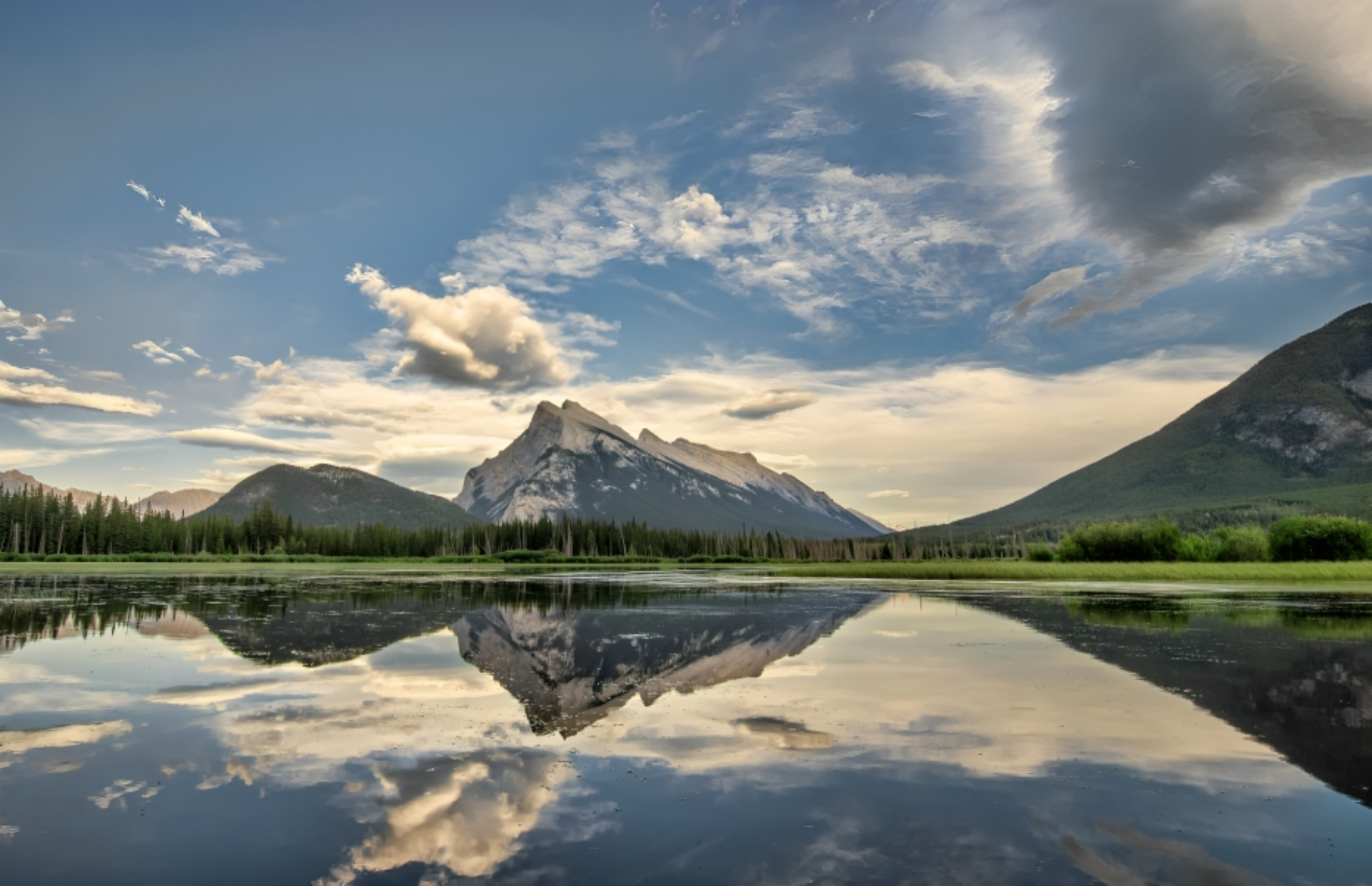 mountain range clouds sky lake