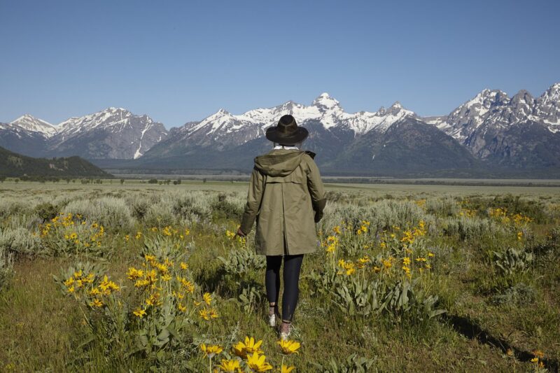 girl in mountain range