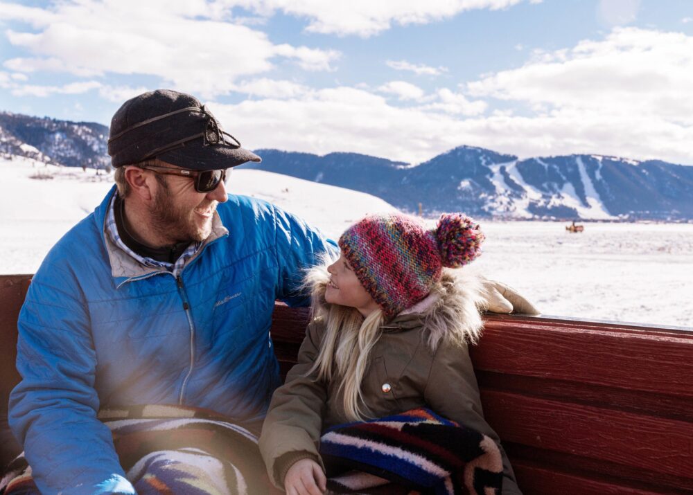 Sleigh Ride dad and daughter