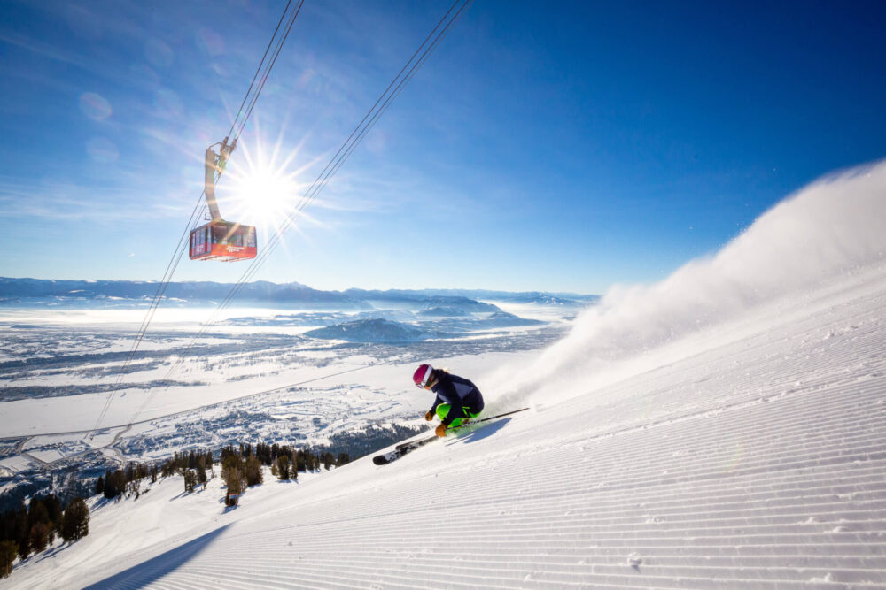 downhill snow skiing