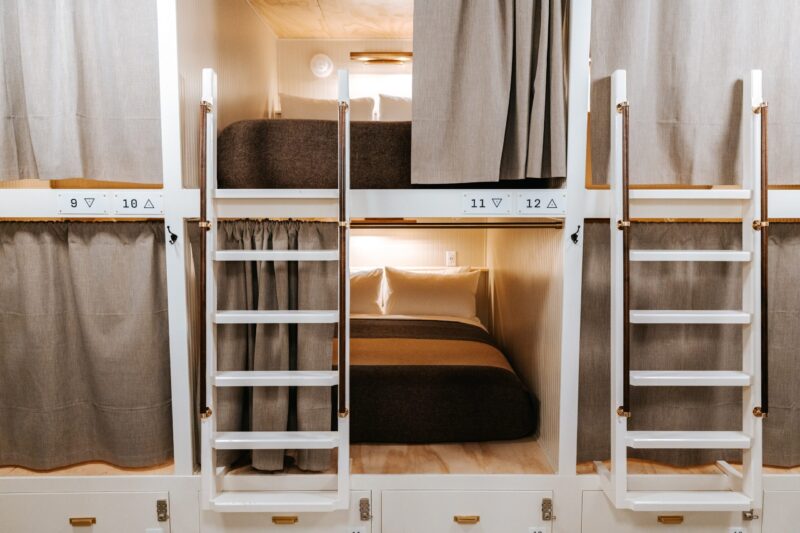 Bunk beds and ladders at Cache House.