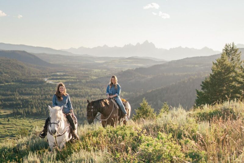 Two women on horseback in Yellowstone National Park