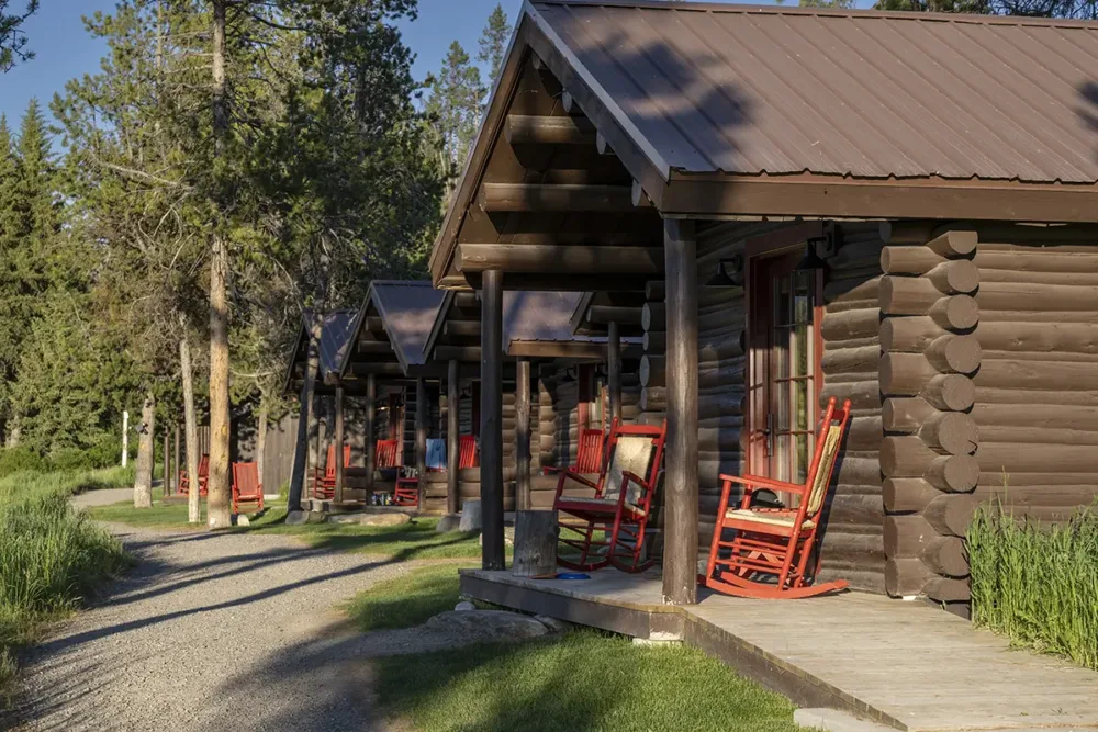 A row of cabins at Turpin Meadow Ranch in Wyoming.
